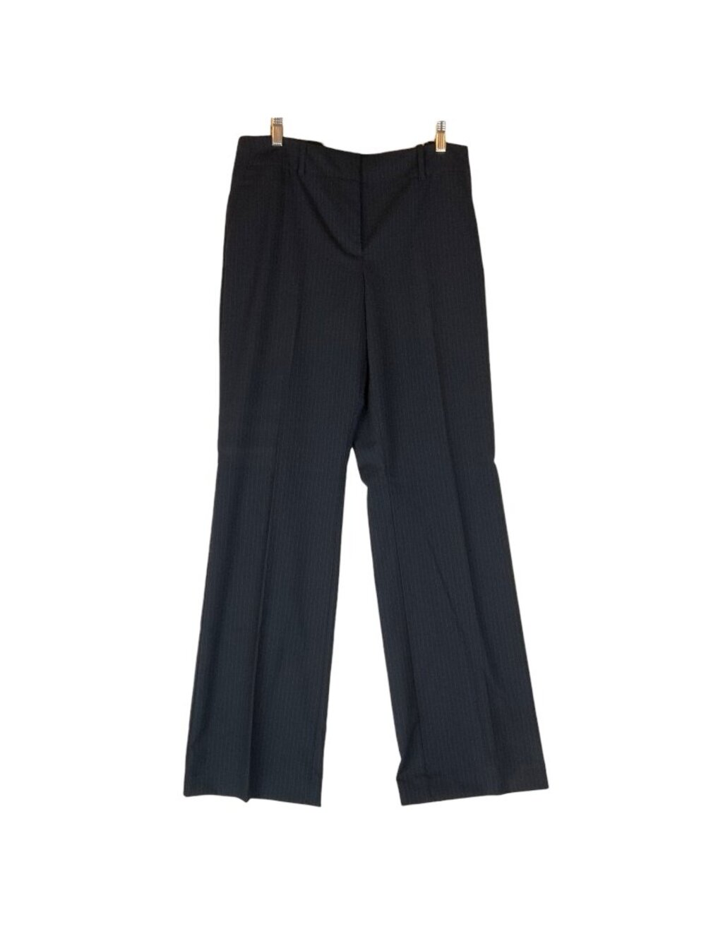 Ann Taylor Curvy Fit Trousers Sz 6 Navy Blue Pinstripe Womens Straight Leg Pants